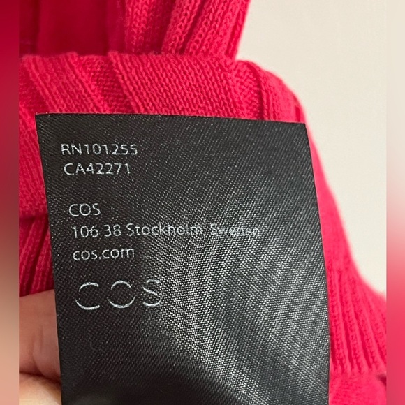 COS Ribbed Knit Silk T-Shirt Top Fuschia Hot Pink - Picture 3 of 9